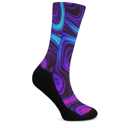 Dark Psychedelic Trippy Print Crew Socks