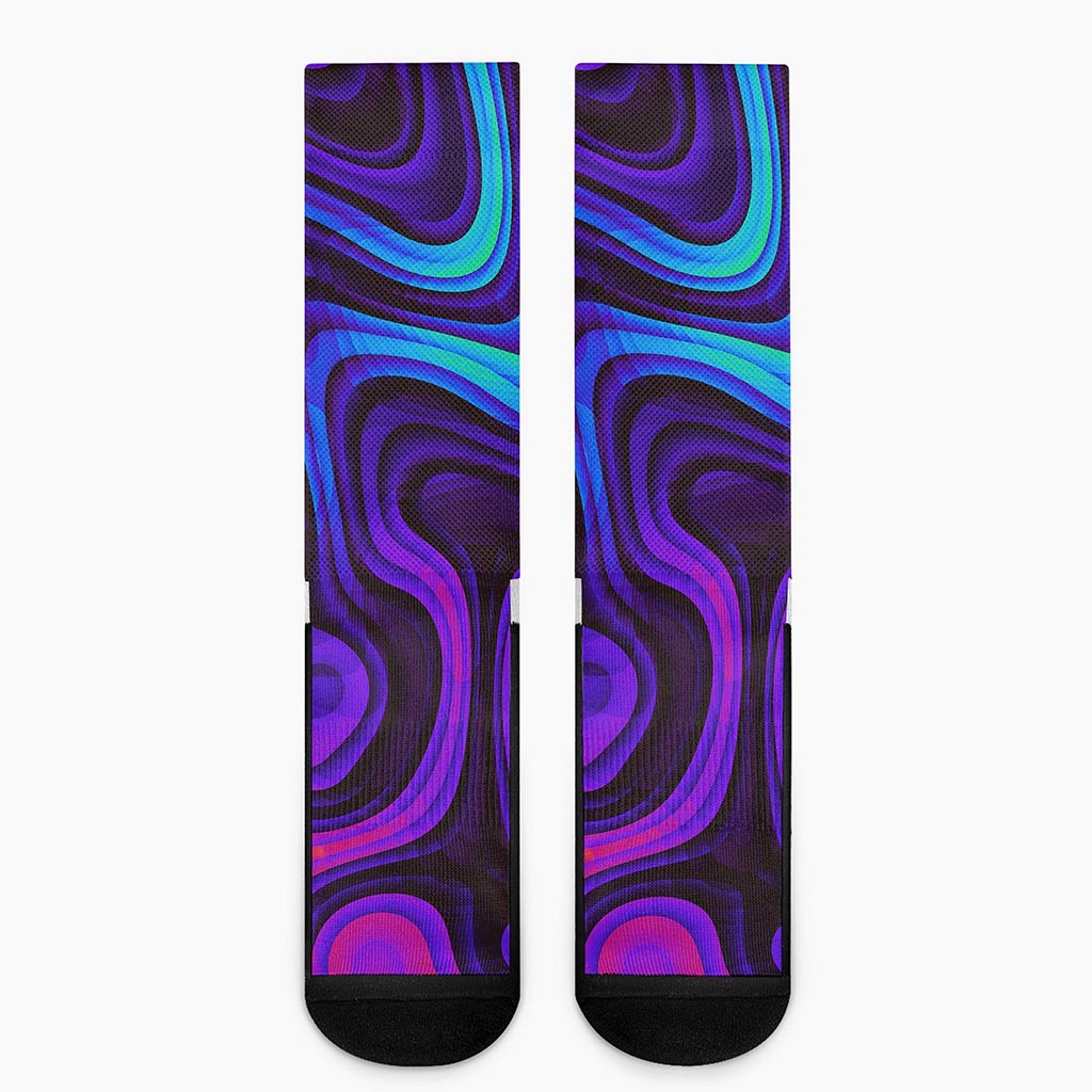 Dark Psychedelic Trippy Print Crew Socks