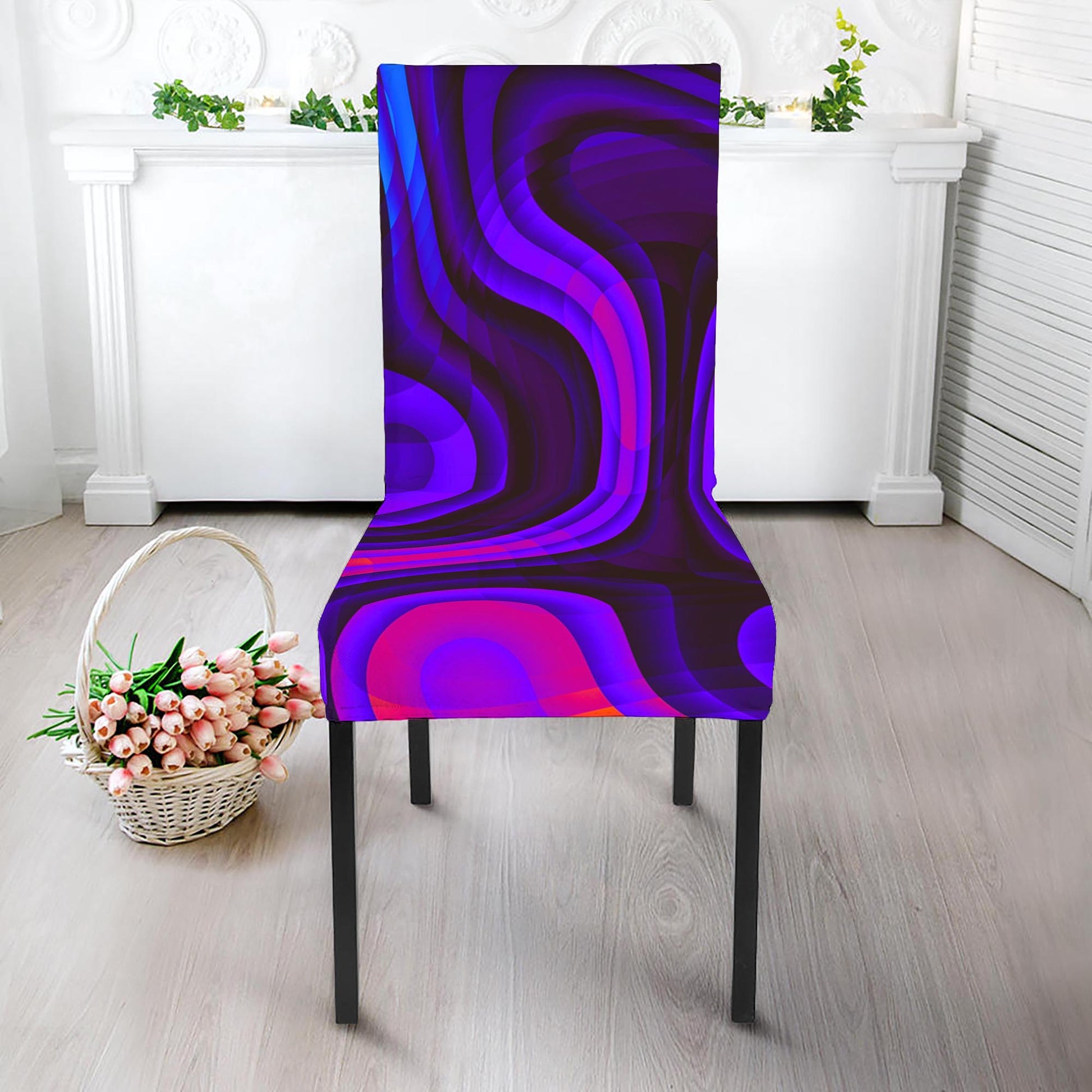 Dark Psychedelic Trippy Print Dining Chair Slipcover