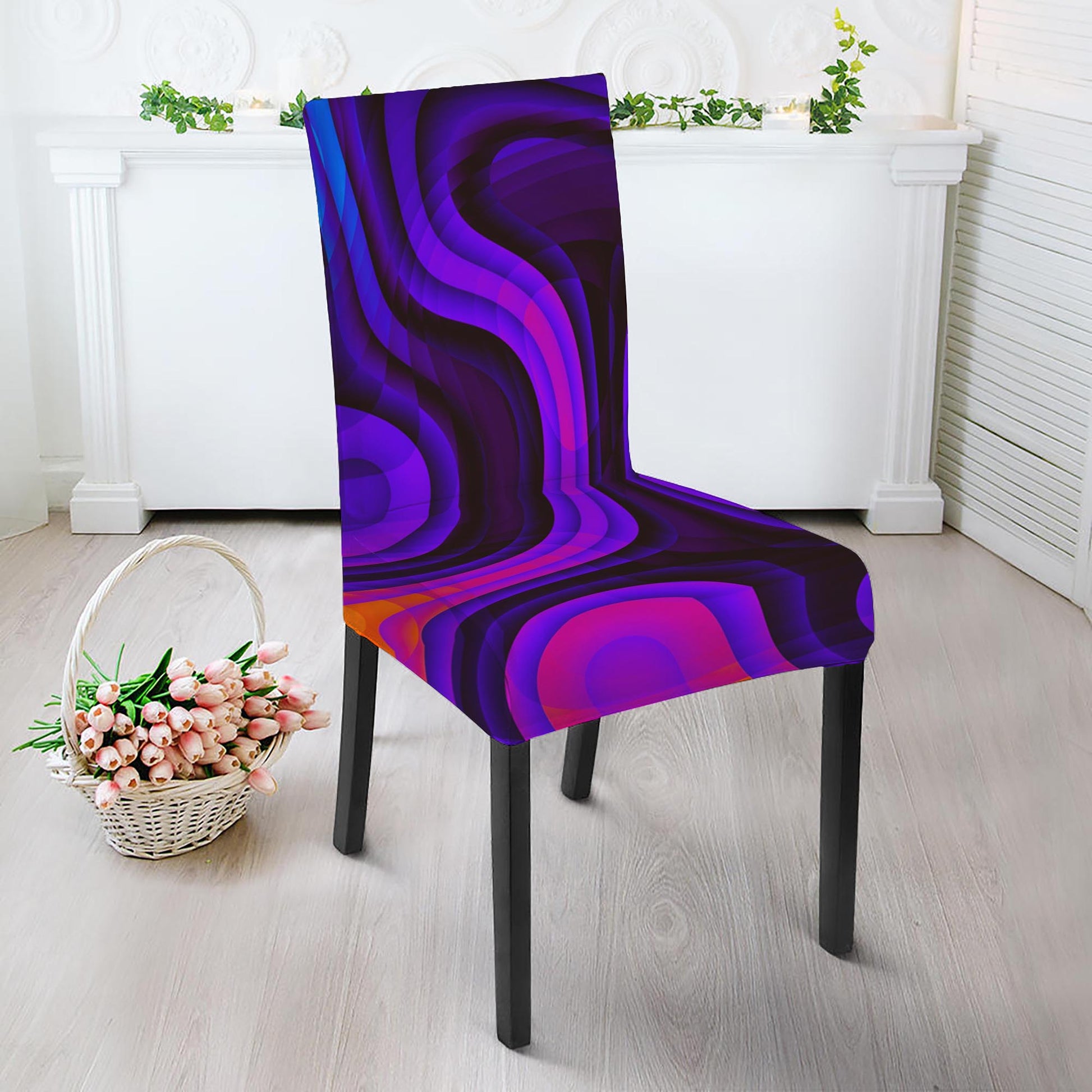 Dark Psychedelic Trippy Print Dining Chair Slipcover