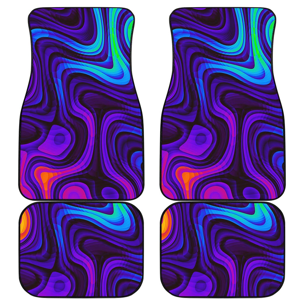 Dark Psychedelic Trippy Print Front and Back Car Floor Mats