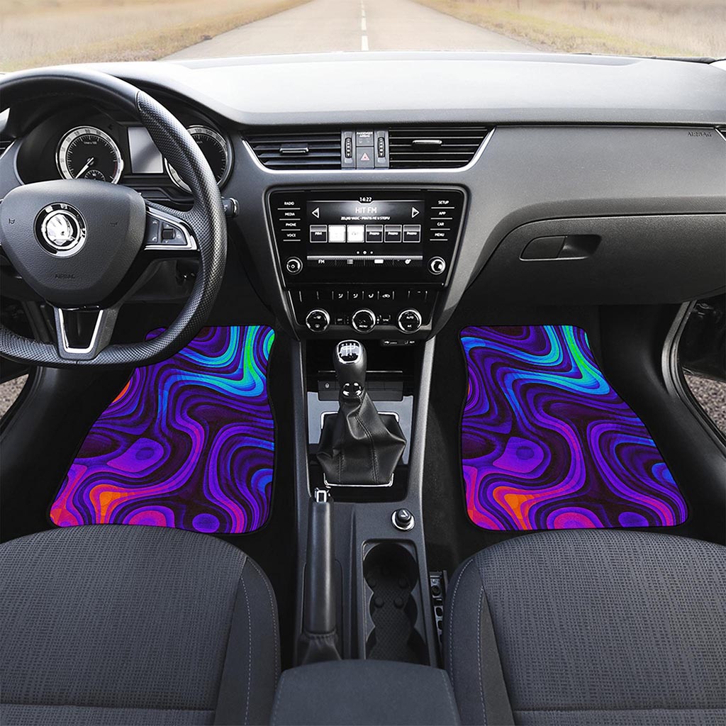 Dark Psychedelic Trippy Print Front and Back Car Floor Mats