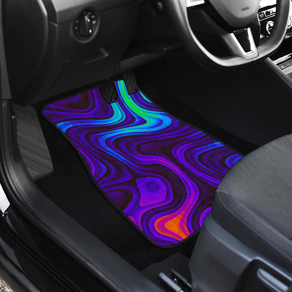 Dark Psychedelic Trippy Print Front and Back Car Floor Mats