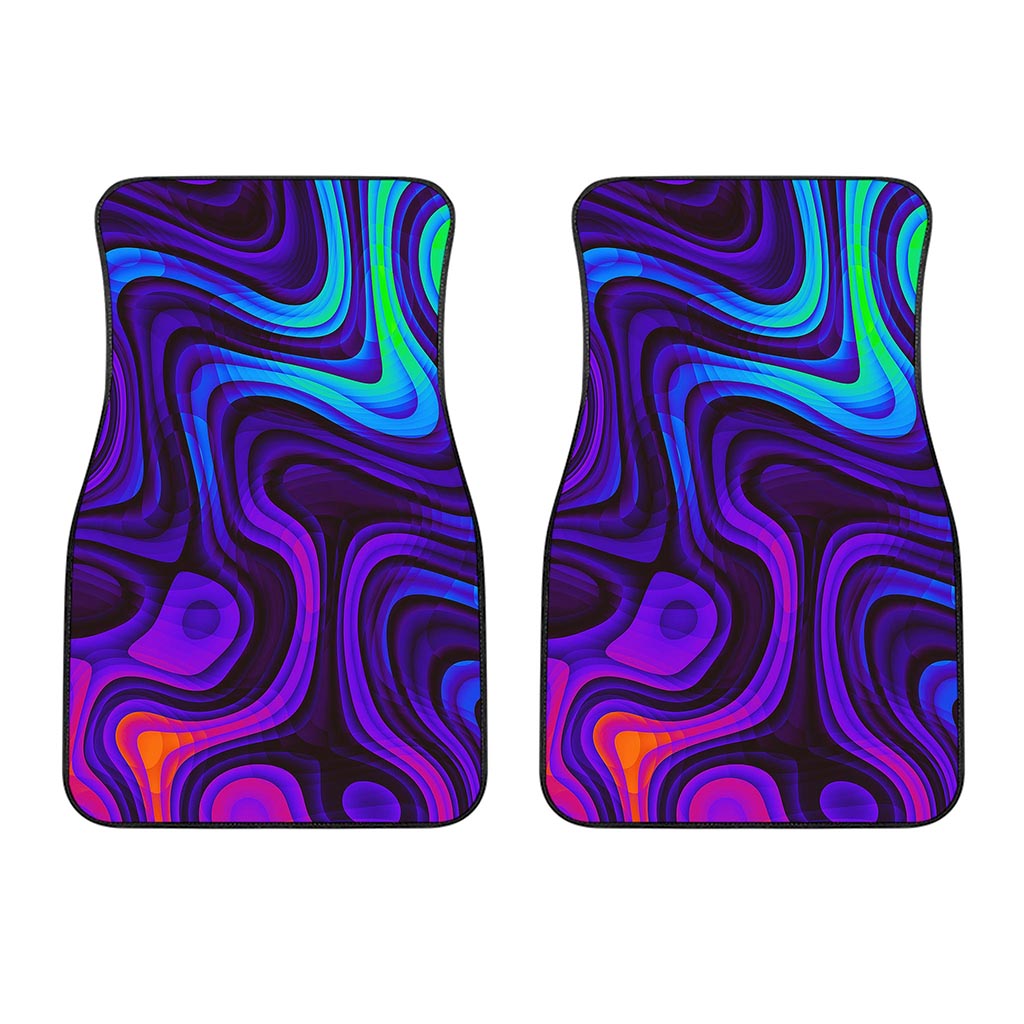 Dark Psychedelic Trippy Print Front Car Floor Mats