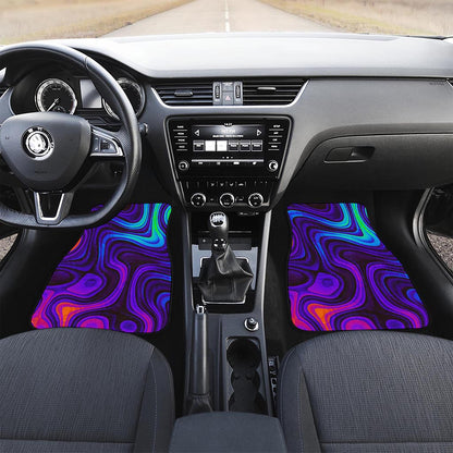 Dark Psychedelic Trippy Print Front Car Floor Mats