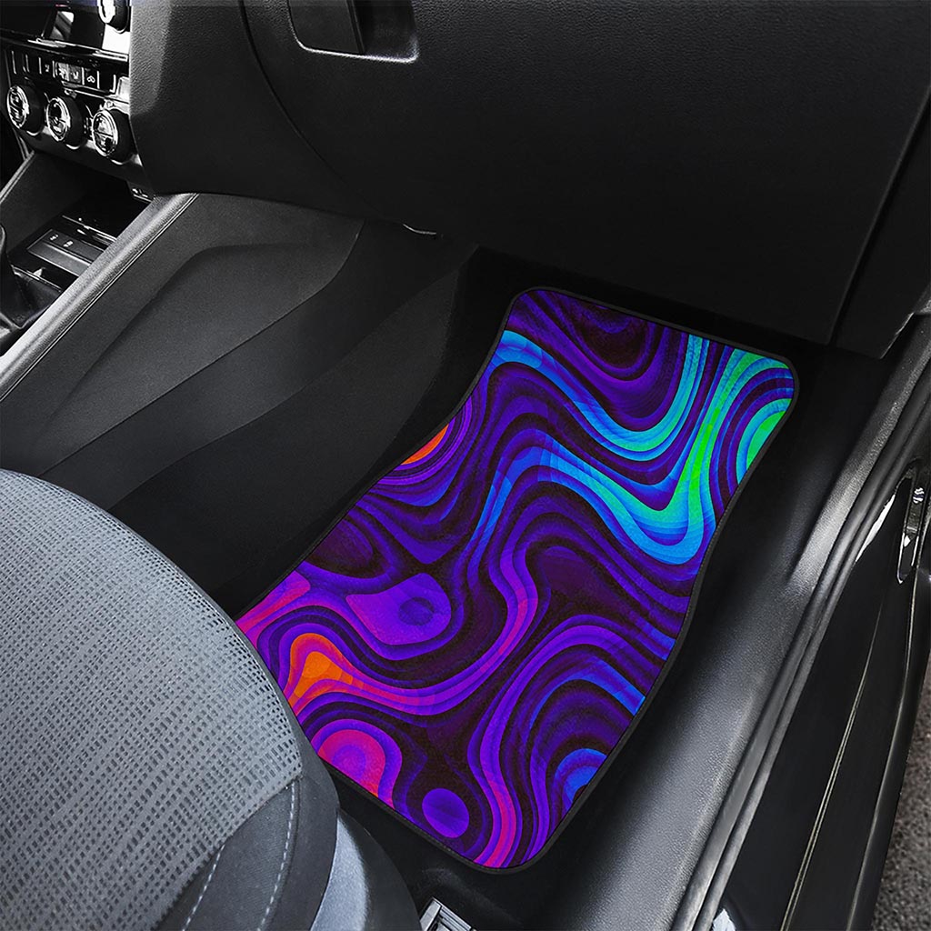 Dark Psychedelic Trippy Print Front Car Floor Mats