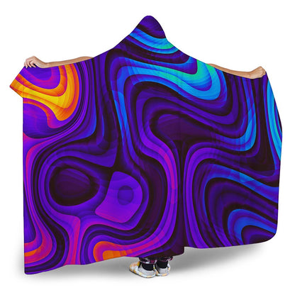 Dark Psychedelic Trippy Print Hooded Blanket