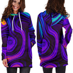 Dark Psychedelic Trippy Print Hoodie Dress GearFrost