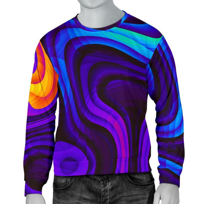 Dark Psychedelic Trippy Print Men's Crewneck Sweatshirt GearFrost
