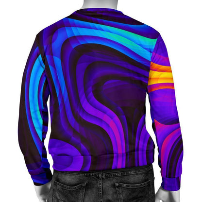 Dark Psychedelic Trippy Print Men's Crewneck Sweatshirt GearFrost