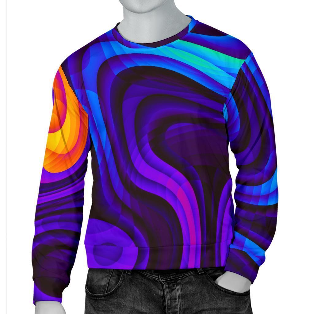 Dark Psychedelic Trippy Print Men's Crewneck Sweatshirt GearFrost