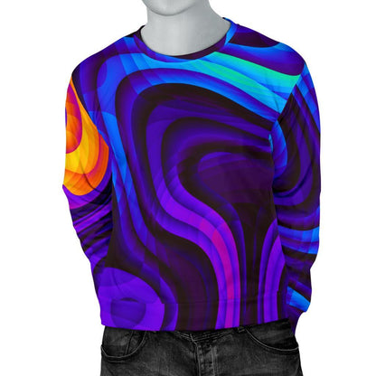 Dark Psychedelic Trippy Print Men's Crewneck Sweatshirt GearFrost