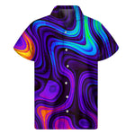 Dark Psychedelic Trippy Print Men's Short Sleeve Shirt