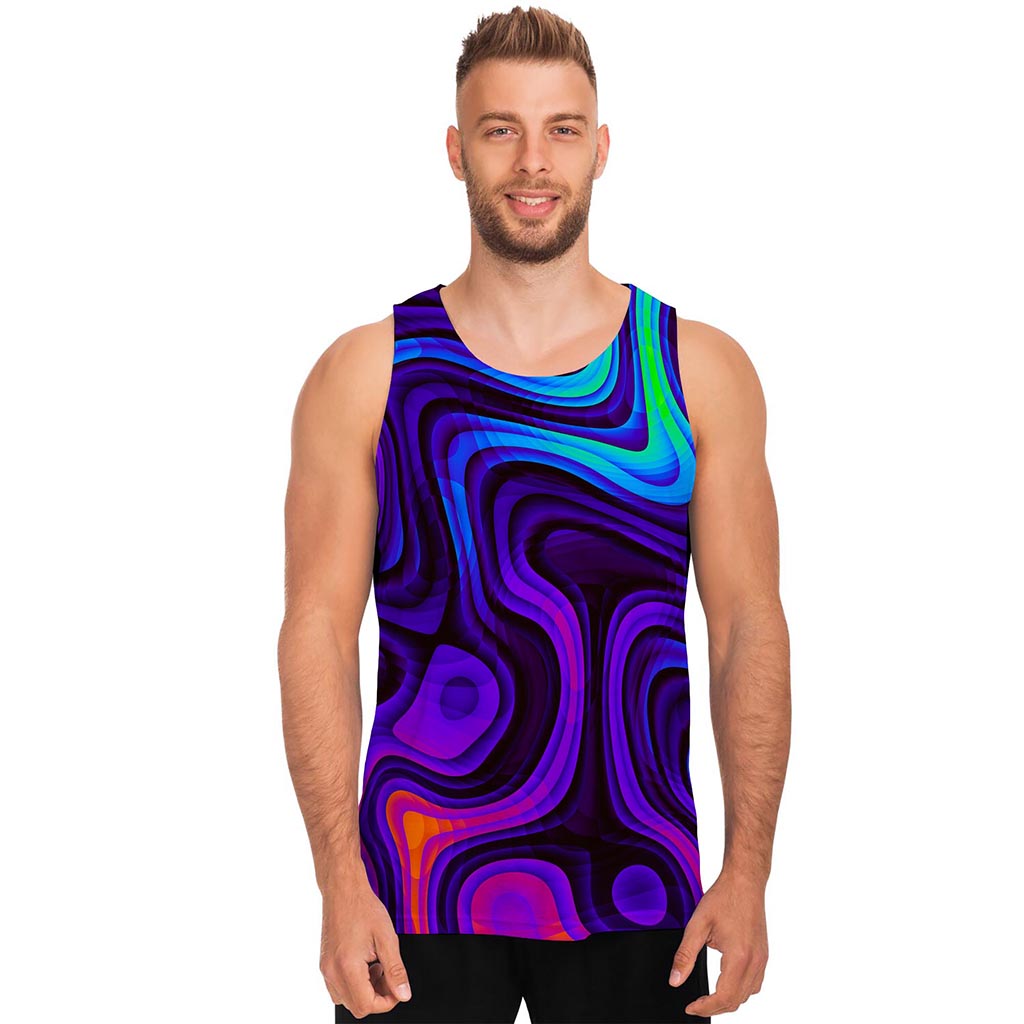 Dark Psychedelic Trippy Print Men's Tank Top