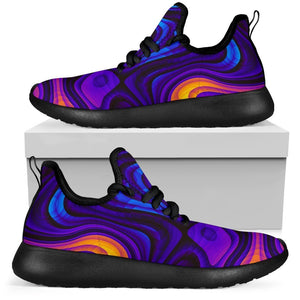 Dark Psychedelic Trippy Print Mesh Knit Shoes GearFrost