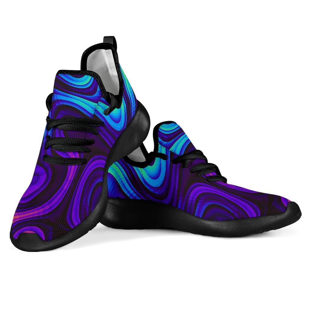 Dark Psychedelic Trippy Print Mesh Knit Shoes GearFrost