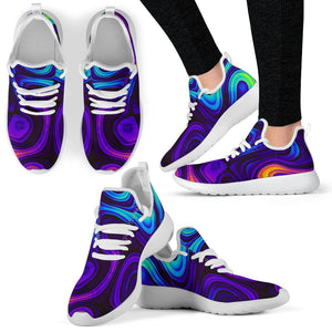 Dark Psychedelic Trippy Print Mesh Knit Shoes GearFrost