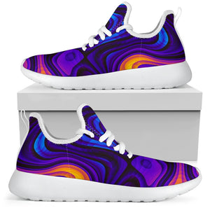 Dark Psychedelic Trippy Print Mesh Knit Shoes GearFrost