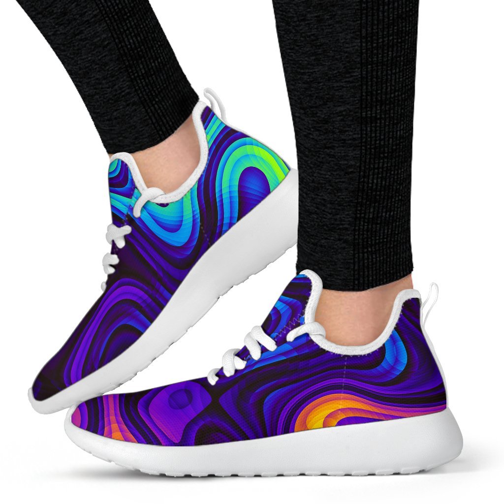 Dark Psychedelic Trippy Print Mesh Knit Shoes GearFrost