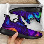 Dark Psychedelic Trippy Print Mesh Knit Shoes GearFrost