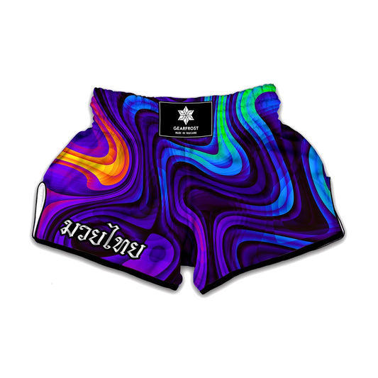 Dark Psychedelic Trippy Print Muay Thai Boxing Shorts