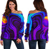 Dark Psychedelic Trippy Print Off Shoulder Sweatshirt GearFrost