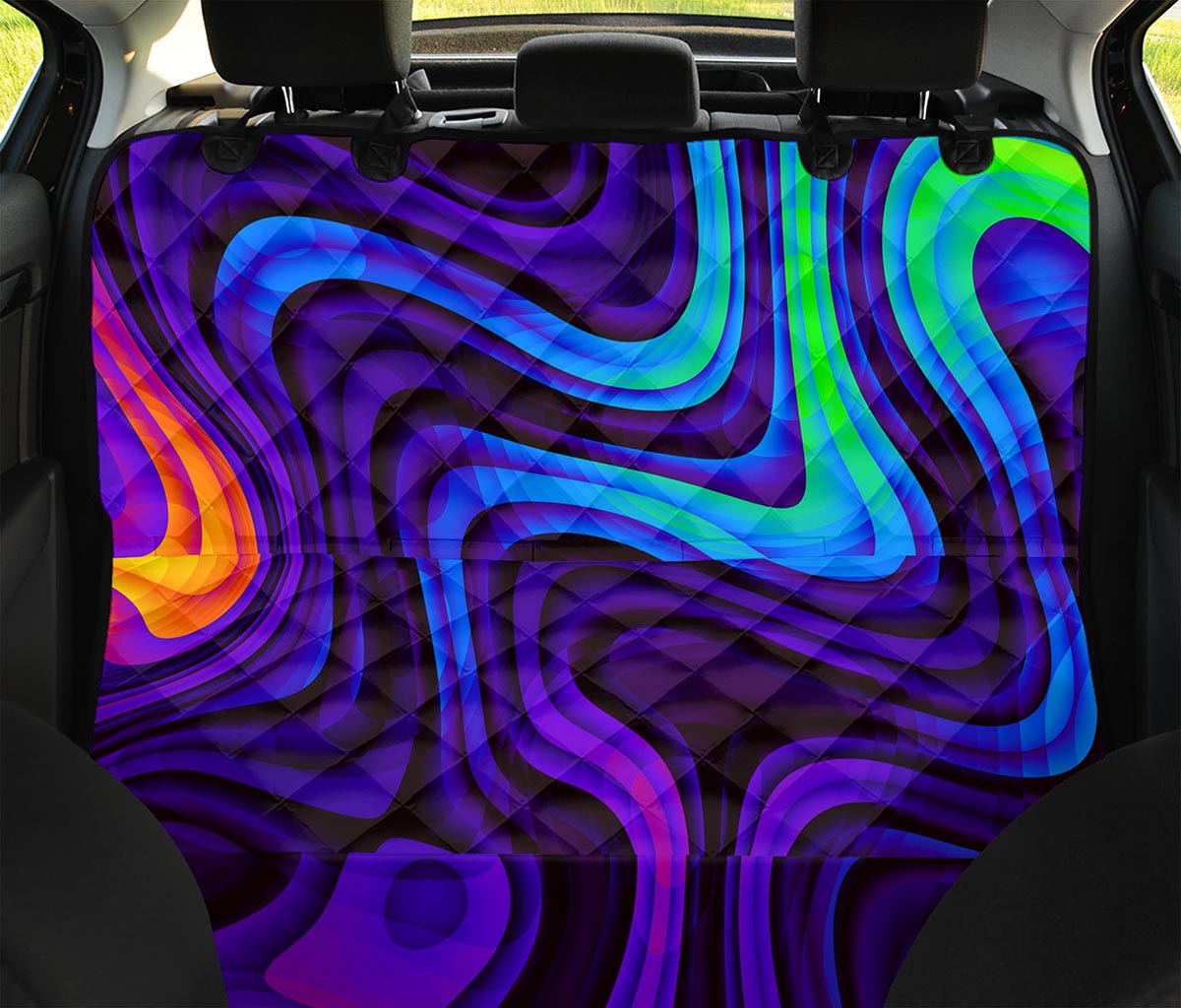 Dark Psychedelic Trippy Print Pet Car Back Seat Cover