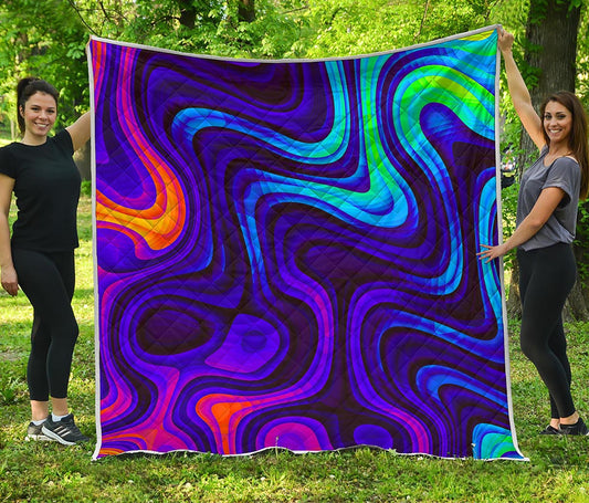 Dark Psychedelic Trippy Print Quilt