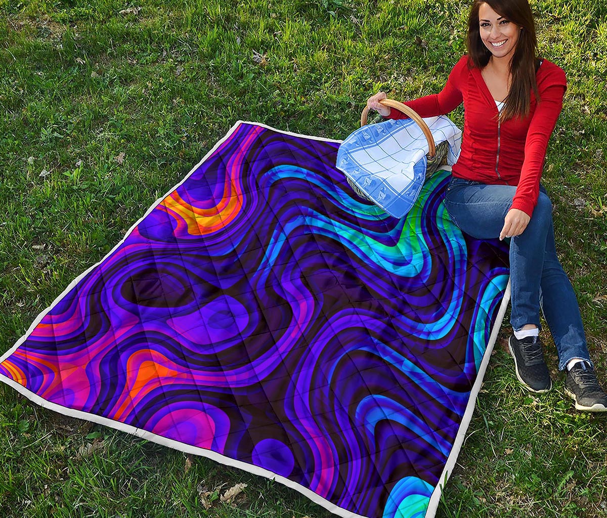Dark Psychedelic Trippy Print Quilt