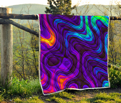 Dark Psychedelic Trippy Print Quilt
