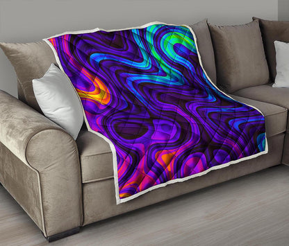 Dark Psychedelic Trippy Print Quilt