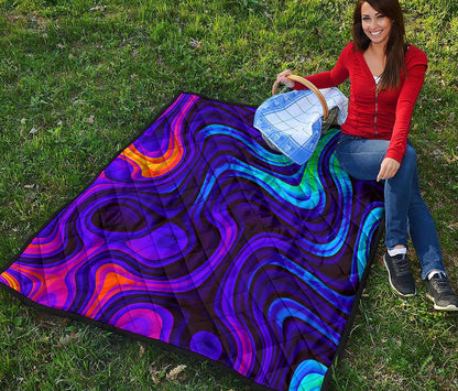 Dark Psychedelic Trippy Print Quilt