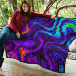 Dark Psychedelic Trippy Print Quilt