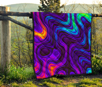 Dark Psychedelic Trippy Print Quilt