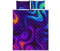 Dark Psychedelic Trippy Print Quilt Bed Set