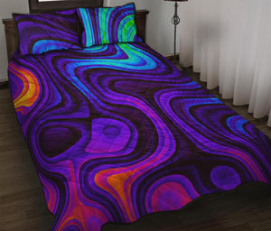 Dark Psychedelic Trippy Print Quilt Bed Set