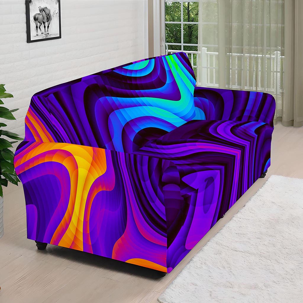 Dark Psychedelic Trippy Print Sofa Cover
