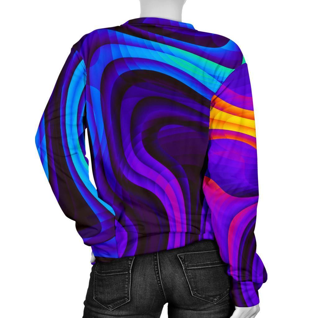 Dark Psychedelic Trippy Print Women's Crewneck Sweatshirt GearFrost