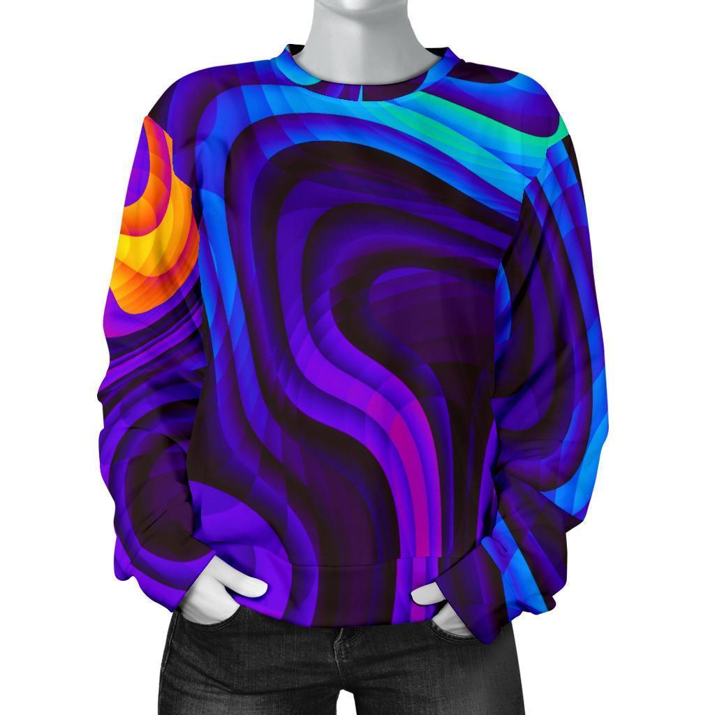 Dark Psychedelic Trippy Print Women's Crewneck Sweatshirt GearFrost