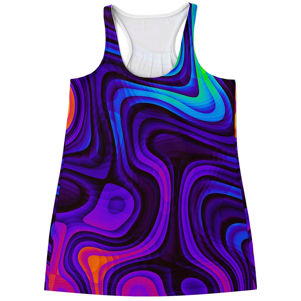 Dark Psychedelic Trippy Print Women's Racerback Tank Top