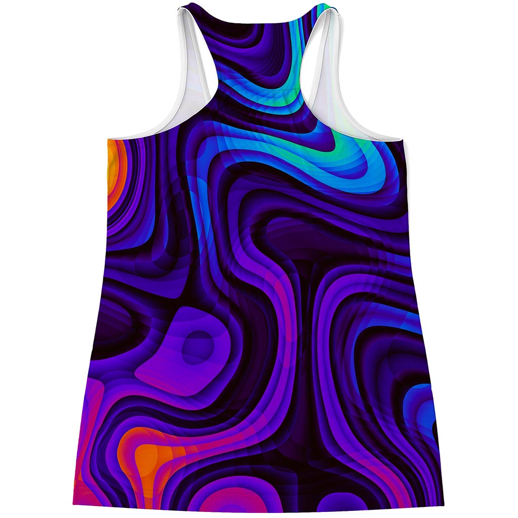 Dark Psychedelic Trippy Print Women's Racerback Tank Top