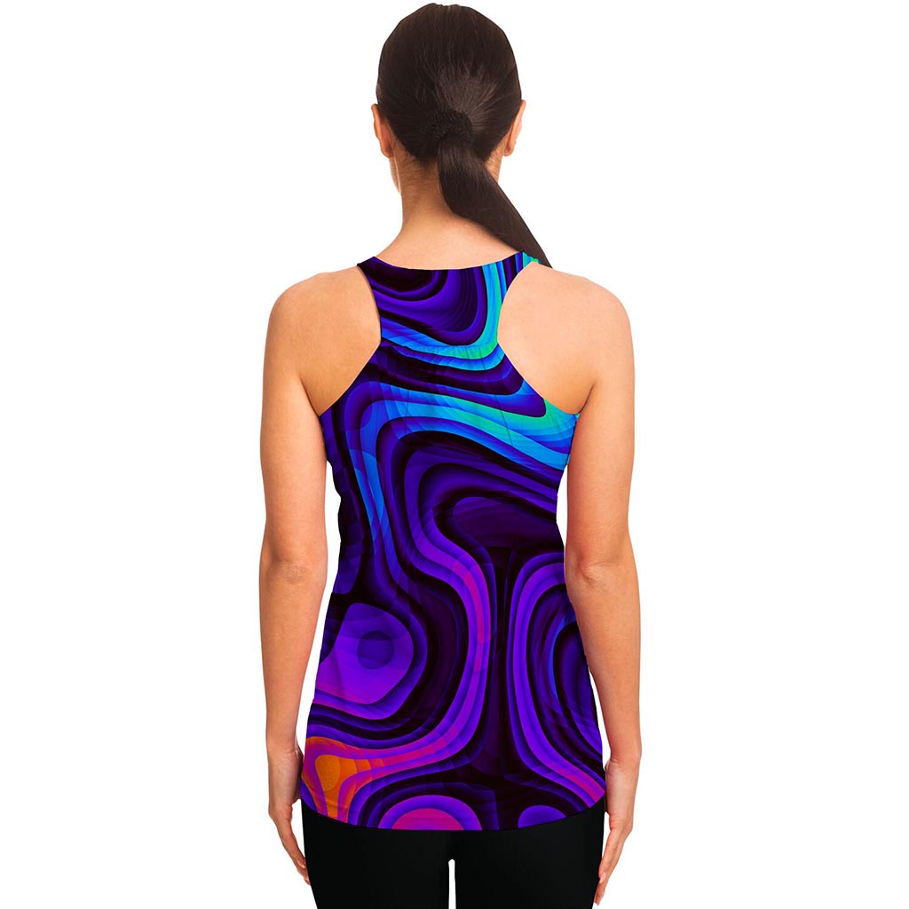 Dark Psychedelic Trippy Print Women's Racerback Tank Top