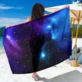 Dark Purple Blue Galaxy Space Print Beach Sarong Wrap