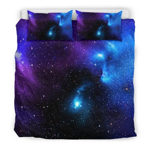 Dark Purple Blue Galaxy Space Print Duvet Cover Bedding Set GearFrost