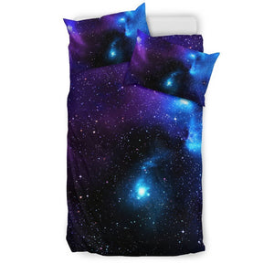 Dark Purple Blue Galaxy Space Print Duvet Cover Bedding Set GearFrost