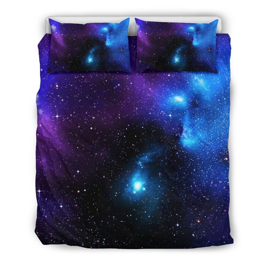 Dark Purple Blue Galaxy Space Print Duvet Cover Bedding Set GearFrost