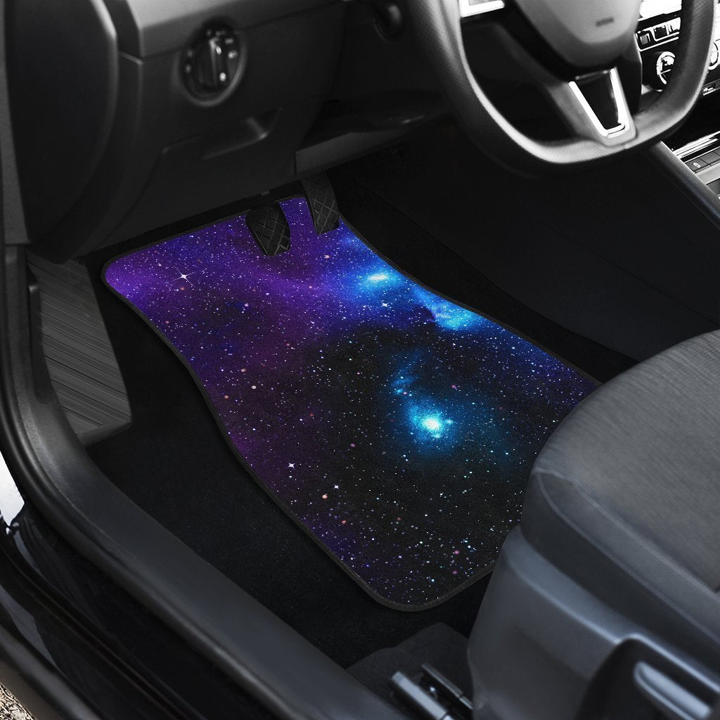 Dark Purple Blue Galaxy Space Print Front and Back Car Floor Mats GearFrost