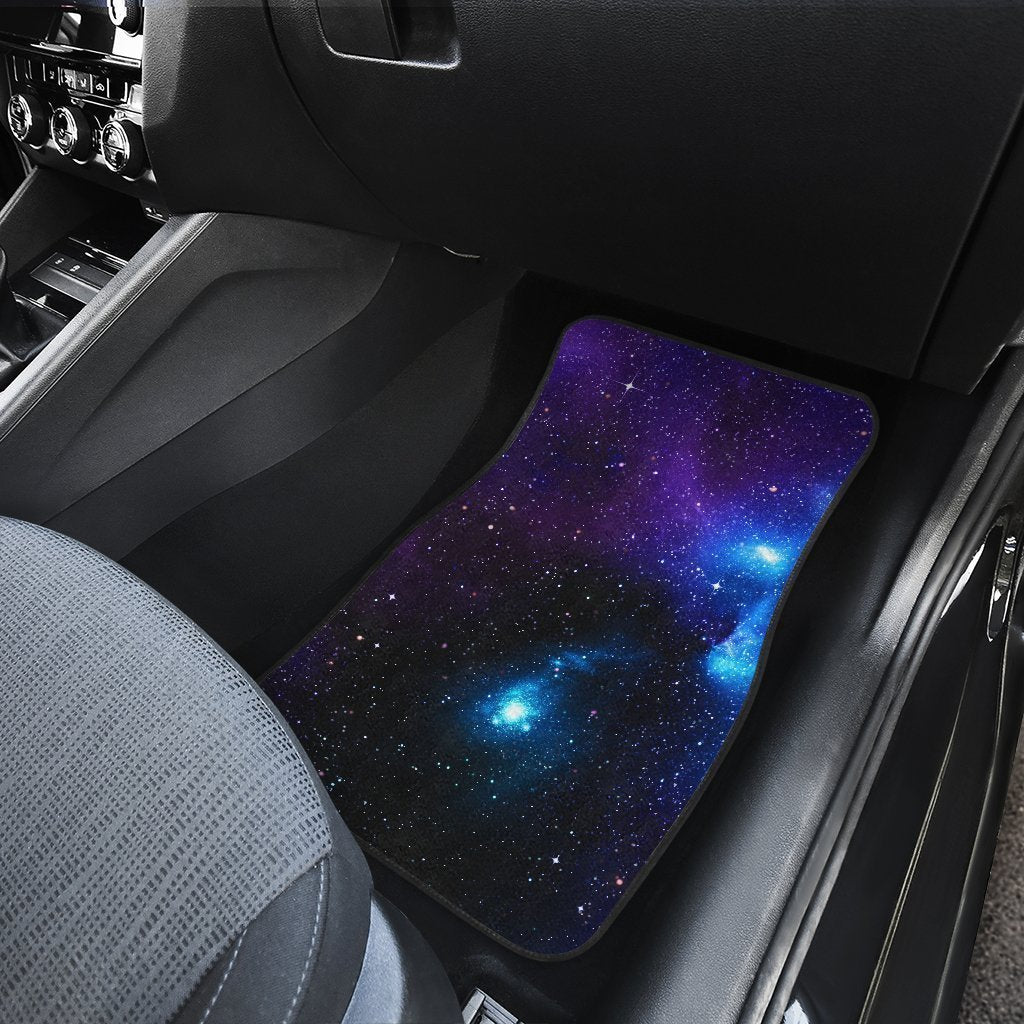 Dark Purple Blue Galaxy Space Print Front and Back Car Floor Mats GearFrost