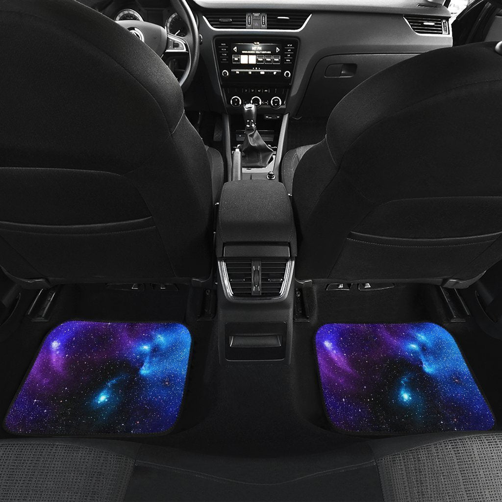 Dark Purple Blue Galaxy Space Print Front and Back Car Floor Mats GearFrost