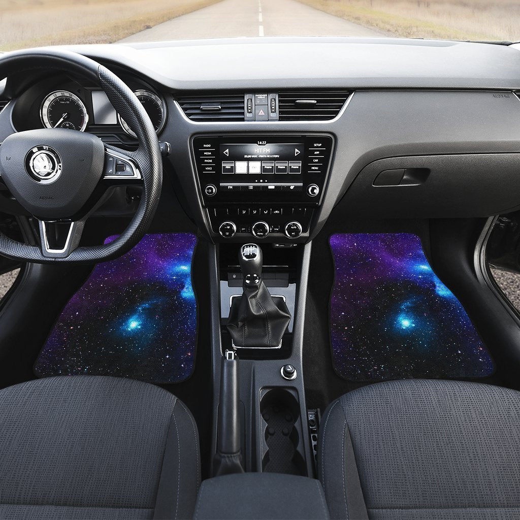 Dark Purple Blue Galaxy Space Print Front Car Floor Mats GearFrost